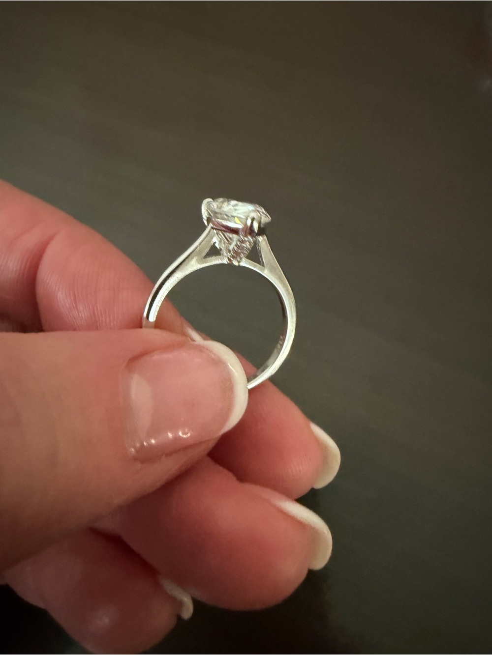 Pear-Shaped Moissanite Solitaire Engagement Ring 3 carats, sz 7, Sterling Silver - Picture 7 of 8